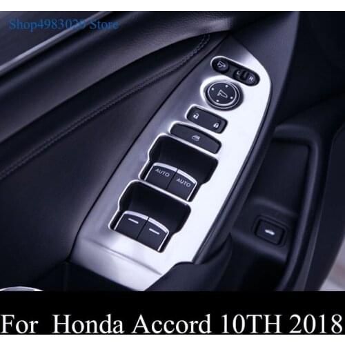 For Honda Accord 2018 10th Car carbon fiber/stainless steel Handrail lifting panel Window Control Panel Glass Lift Switch