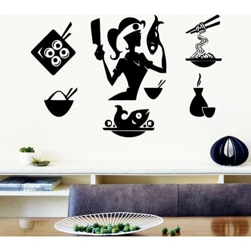 Artistic Restaurant Cook Food Wall Sticker Home Decor Wall Decor Background For Kitchen Room Stickers Wall Art Decal