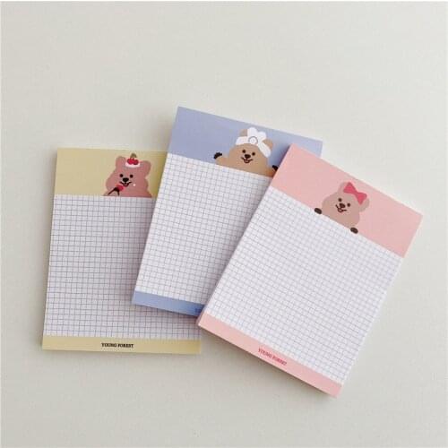 Ins cartoon bear memo pad grid learning paper notebook student vocabulary book memo