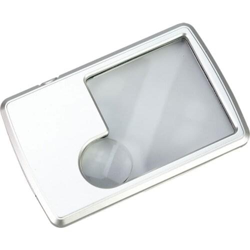 Pocket Magnifying Glass Illumination With LED Light Square Magnifier 3X 6X Credit Card Eye Loupe for Jeweler/Reading Glass