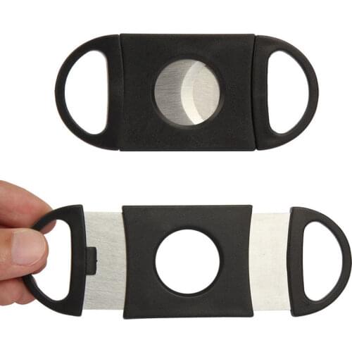 Pocket Plastic Stainless Steel Cigar Cutter Knife Double Blades Scissors Tobacco Cigars Tool ABS Black Cigar Accessories