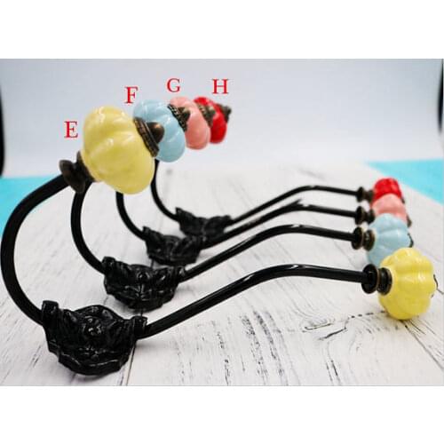 Ceramic Pumpkin Wall Hooks Coat Hooks Colorful Decorative Hooks Coat Hangers Kitchen Hangers Curtain Tie Backs 8 color
