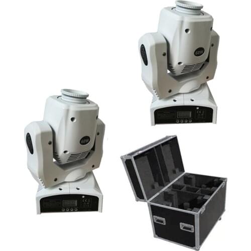 Flight case Packing 2 Pcs 60W Mini LED DMX gobo Moving Head White Cover Spot Moving heads Light DJ Disco Party Stage Lighting