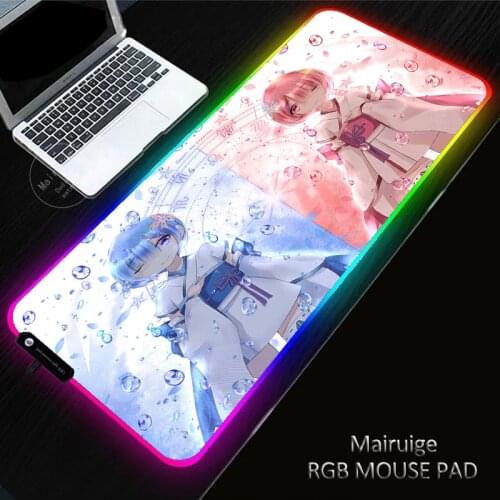 40*90CM Re:zero Anime RGB XL Gaming Rem Mouse Pad Anti-Slip Rubber Base Computer Keyboard MousePad Anti-slip Mat for Computer PC