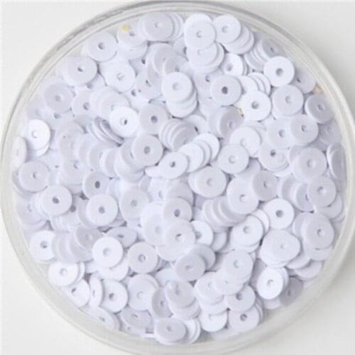 50g 3mm White Loose Flat Sequins Round Bridal Paillette Wedding ,Women Kids DIY Accessory Solid White Color