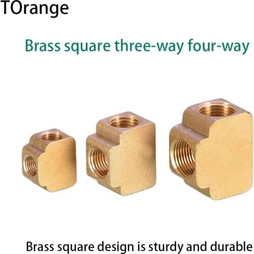 Brass 1/8IN 1/4IN 3/8IN three-way four-way square type DN6 / 8/10 pneumatic three inner wire threaded copper fittings