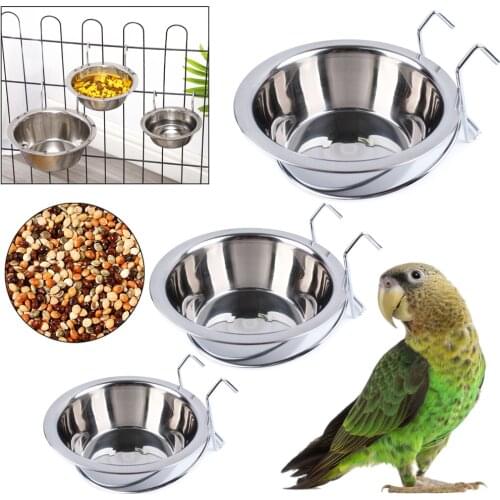 Bird And Parrot Food Water Bowl Feeder Stainless Steel Cup Container Hamster Cat Dog Pet Supplies Outdoor Accessories 1PCS