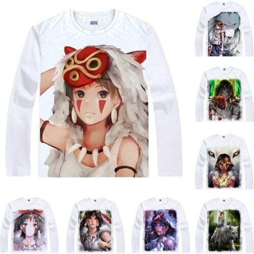 Mononoke Hime Princess Mononoke T Shirt Emishi Prince Ashitaka Men T-shirt Casual Vintage TShirt Printed Long Sleeve Shirts