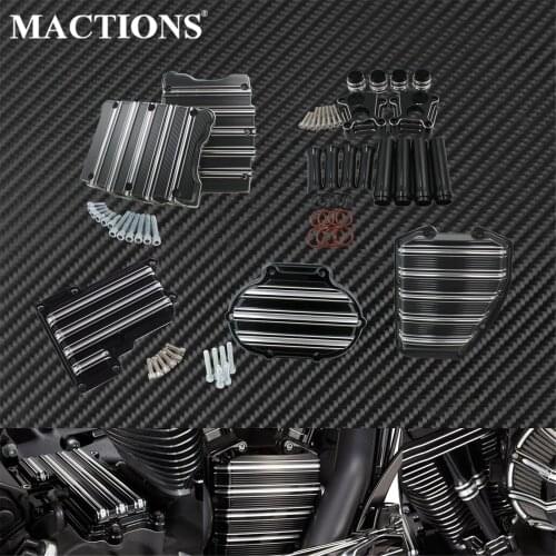 Motorcycle Engine Lifter Tappet Pushrod Cover CNC Transmission Top Rocker Box Top Cam Case Cable Clutch Cover For Harley Touring