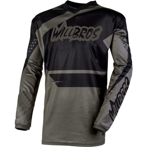 Moto Jersey Willbros Element Long Sleeve Moto Cross MTB Bike Cycling Offroad Summer T-shirt Grey Black Mens