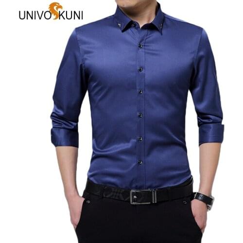 UNIVOS KUNI New Mens Shirt Long Sleeve Casual Slim Fit Male Shirts Embroidery Dress Shirt for Men Camisa Masculina 5XL Q5133