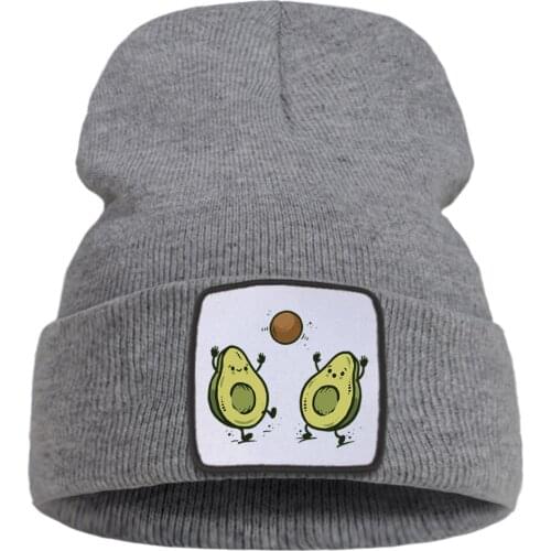 Soft Warm Winter Hat Outdoor Hot Sale Unisex Caps Fruit Avocado Cartoon Printing Spring Wool Knitted Caps Comfort Creative Caps