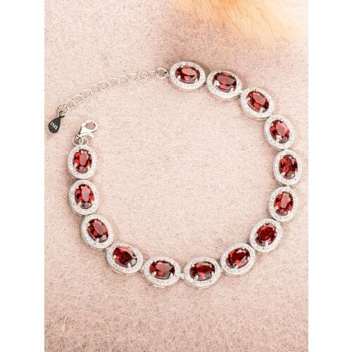 Natural Garnet,red gem,925 sterling silver bracelet for women,uxury Jewelry 2020,christmas Halloween,female accessories