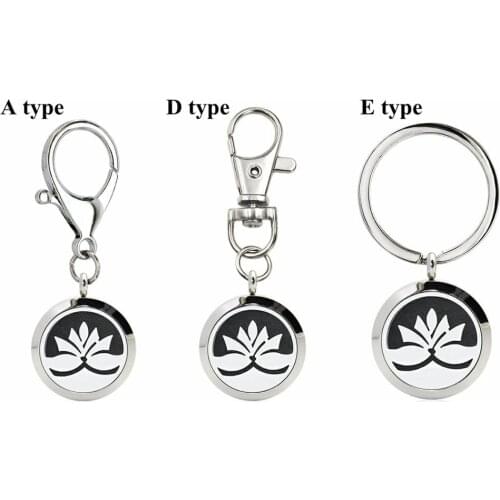 New 316L Stainless Steel 25MM Aromatherapy Keychain Essential Oil Locket Perfume Diffuser DIY Perfume Key Chain