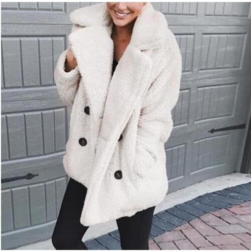 2019 Winter Faux Fur Teddy Bear Coat Jacket Women Fashion Open Stitch Hooded Coat Female Long Sleeve Fuzzy Jacket Coat