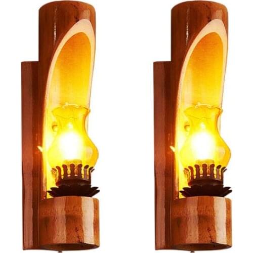 Pastoral creative personality bamboo Chinese antique restaurant bamboo wall lamp aisle bedroom living room headboard wall lamp