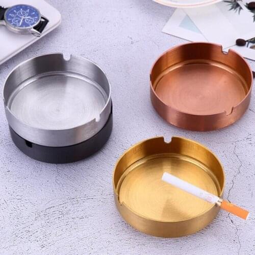 1PC Ashtrays Stainless Steel Ashtray High Quality Solid Color Cigar Ashtray Convenient Fashion Ash Tray Cigarette Rest Holder