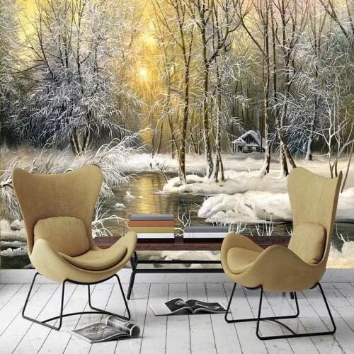 Custom Any Size Mural Wallpaper 3D Snow Landscape Romantic Forest Wall Painting Living Room Bedroom Home Decor Papel De Parede