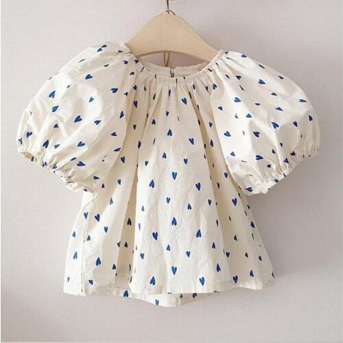 2021 new spring autumn summer Girls Kids Cute puff sleeve shirt comfortable cute baby Clothes Children Clothing