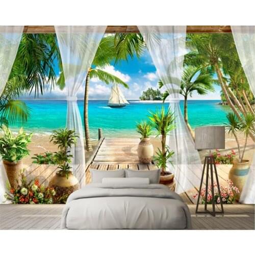 WELLYU 3d wallpaper High fashion indoors personality silks cloth wall paper decorate balcony seascape 3D bedroom background3D