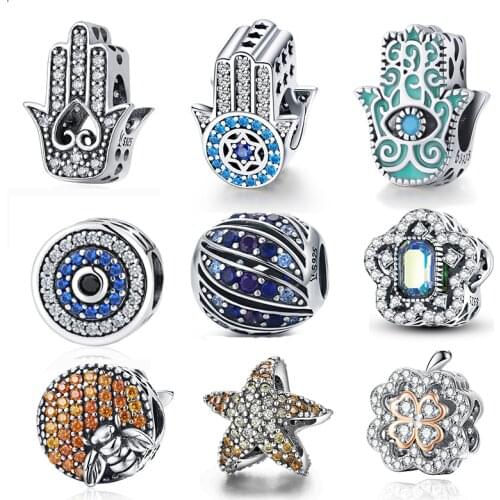 WOSTU 100% Real 925 Sterling Silver Dazzling Zircon Charm Beads Fit Original DIY Bracelet Pendants Necklace SIlver 925 Jewelry