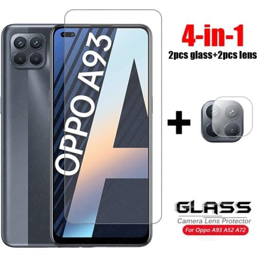4-in-1 For Glass Oppo A93 Tempered Glass A72 A52 A92 A53 A32 A31 A91 A12 Caerma Lens Screen Protector HD Phone Film For Oppo A93
