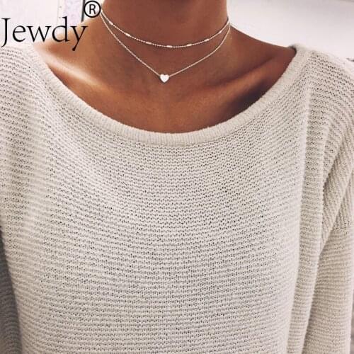 2pcs/set gold heart collier chain choker necklace for women boho chocker bohemian multi layer Dainty colar femelle bijoux