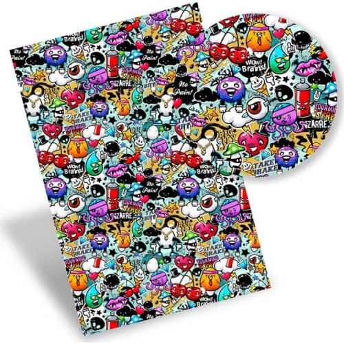 Faux Leather Sheets Synthetic Leather Unicorn Printed Vinyl Fabric Bow Making Material DIY Handbag Supplies 22*30cm/A4 0.8mm 1pc