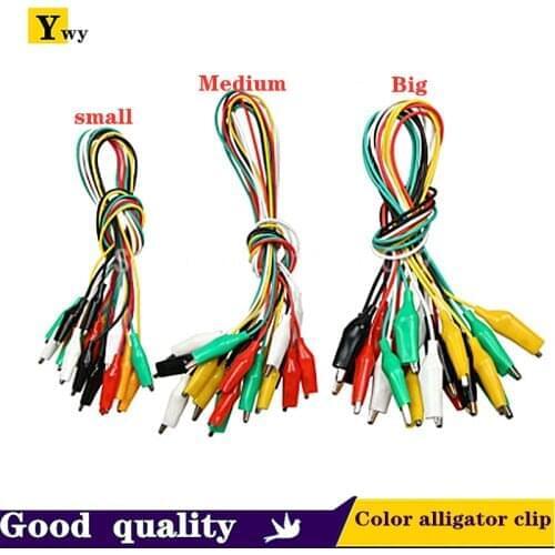 10PCS Colorful Alligator Clip Test Leads Power Cords Double Heads With 50cm Long Medium and Small Size