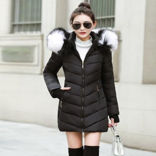2020Big fur winter coat thickened parka women stitching slim long winter coat down cotton ladies down parka down jacket women