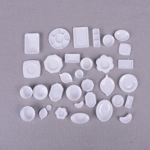 33pcs/Set Doll Kitchen Mini Acrylic Tableware Miniatures Cup Dish Toys Kitchen Pretend Doll House Decoration Accessories