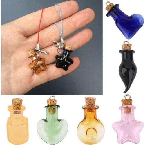 5PC Unisex Transparent Glass Bottle Pendant Necklace DIY Heart Shaped Glass Bottle Wishing Bottle Drift Bottle Necklace Pendants