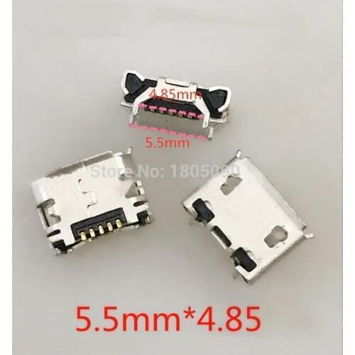 50pcs Micro USB 5pin Jack Ox horn 5.5*4.85mm Mini usb Connector DIP4 for 8600 Mobile phone charging tail socket