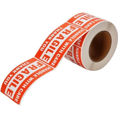 500PCS FRAGILE HANDLE WITH CARE LABEL STICKER 76mm x 127mm Red Colour