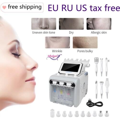 6 in1 H2-O2 Hydro Dermabrasion RF Bio-lifting Spa Facial Pore Cleaner Hydro Microdermabrasion Machine Skin Care Tools