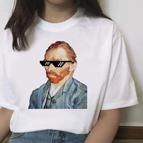 90s Vintage Tshirt Fashion Top Tees Summer Women Tshirt Van Gogh Harajuku Aesthetic T Shirts Women Oil Painting Funny T-shirt