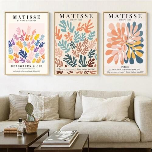 Abstract Matisse Girl Colorful Plant Leaf Wall Art Canvas Painting Nordic Posters And Prints Wall Pictures For Living Room Decor