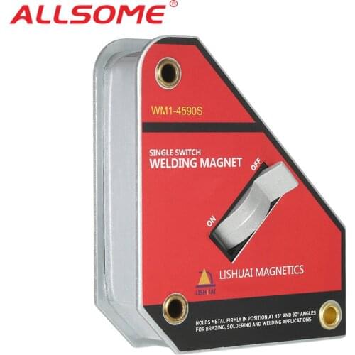 ALLSOME Strong Single Switch Neodymium Welding Magnet Holder On/Off Switch Magnetic Clamp 45°/90° Small Size