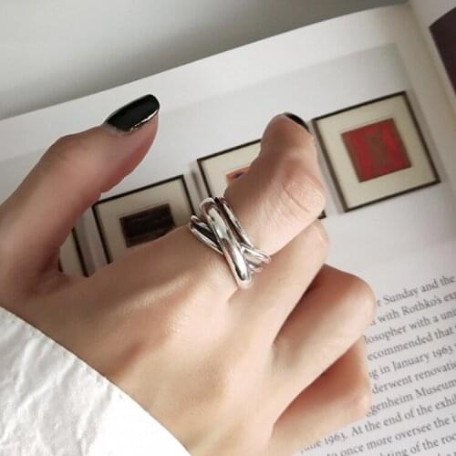 Bohemian Vintage Big Irregular Chains Ring For Women Boho Antique Silver Color Knuckle Rings Boho Jewelry Anillos