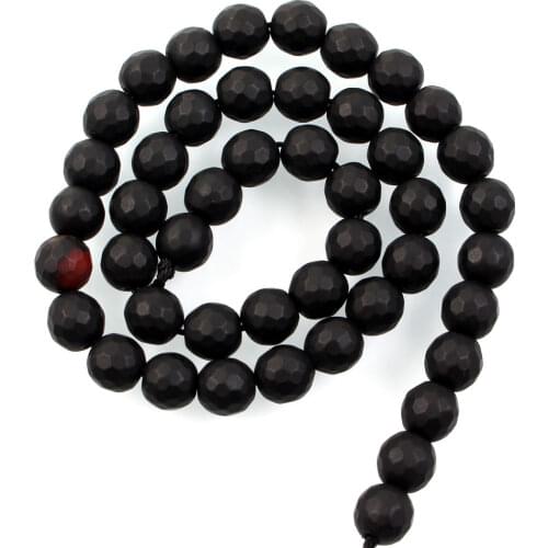 Natural Stone Beads Cut Surface Black Marble Loose Beads for Jewelry Making Needlework DIY Bracelet Strand 4-12 MM