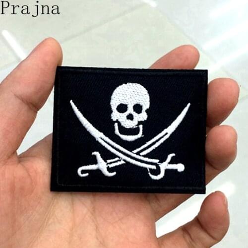 Prajna Black Pirate Eye Skull Patch Stalker Viking Ironing Embroidered Iron On Patches For Clothes Fabric Jacket Bag Patch Badge
