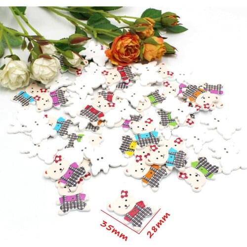 30pcs/lot Wood Buttons 2 Holes White Bear buttons For Scrapbooking DIY Accessories for crafts Handmade decorativos