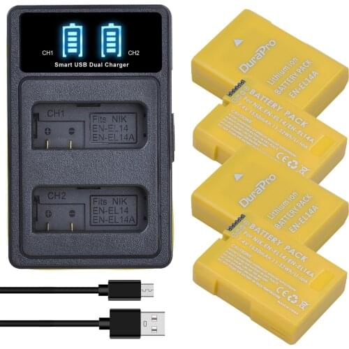 1530mAH EN-EL14a EN-EL14 EL14 Battery + USB Charger with Type C for Nikon D5600,D5500,D5300,D5200,D5100,D3200,D3300,P7800,P7100