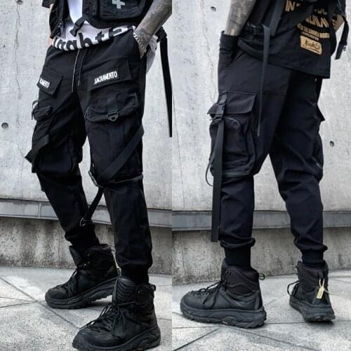 Men Black Joggers Pants Summer Nice Mens Hip hop Big Pockets Cargo Pants Male Spring Streetwear Overalls Sweatpants Harem Pant