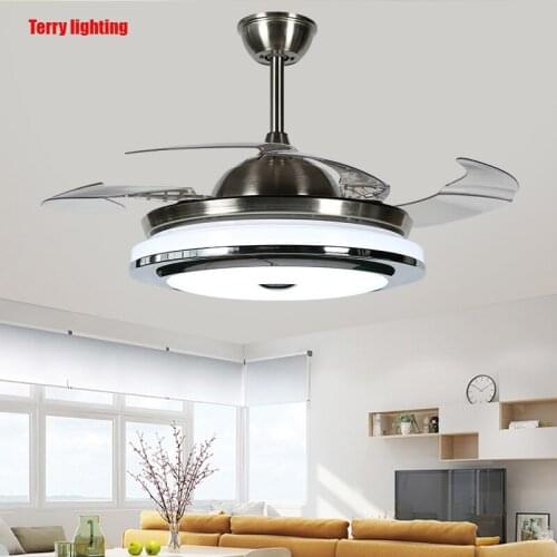 European style modern high quality invisible ceiling fan lamp acrylic led ceiling fan 110V / 220V wireless control ceiling fan l