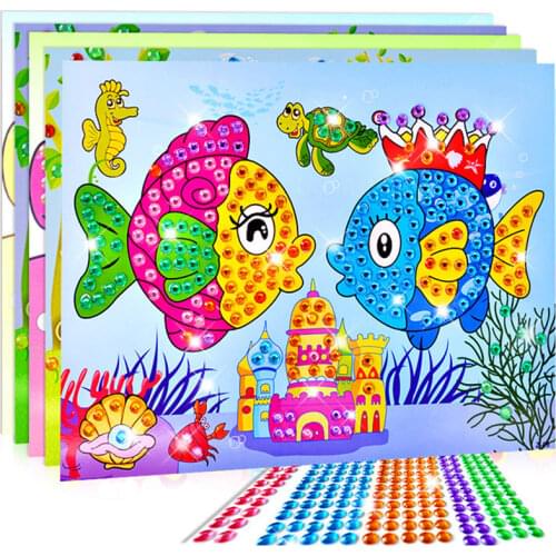 Kindergarten lots arts crafts diy toys Cartoon Diamond Sticker Crystal Puzzle crafts kids for childrens toys Fun girl/boy gift