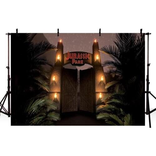 Jurassic World Park Gate Light Dinosaur Birthday Backdrops High Quality Computer Print Party Background Photo Background
