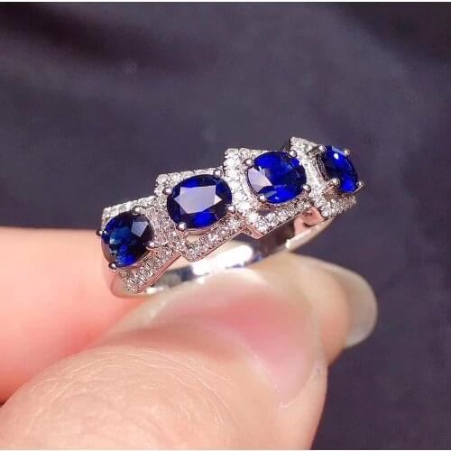 Y416 Blue Sapphire Ring 1.35ct Real Pure 18 K Natural Blue Sapphire Gemstone Diamonds Stone Female Ring