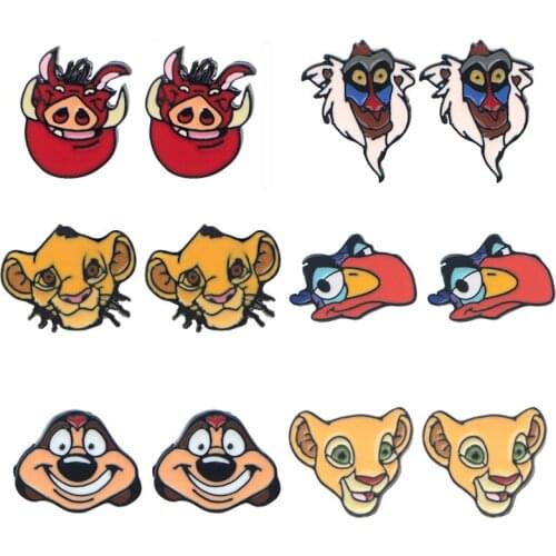 LT1112 The Lion King Cartoon Anime kids Cute Earrings For Womens Enamel Earrings Party Jewelry Gifts Girls Accessories