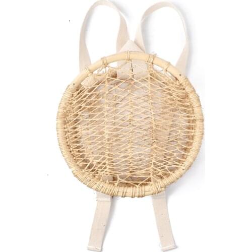 Small back basket, storage basket rattan bag shoulders backpack, tide treasure back pack